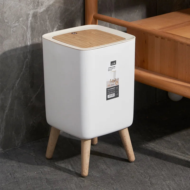 Large Capacity Kitchen Trash Can with Lid  Modern Rectangular Bin
