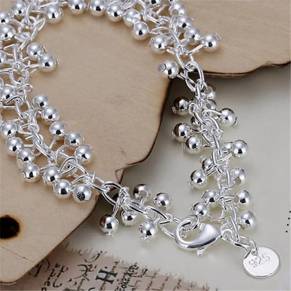 Grapes Pearl Bracelet – Silver-Plated 925 Look Link Bracelet (20 cm / 8")