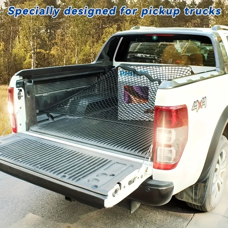 Universal Truck Bed Cargo Net – Elastic Polyester Tailgate Organizer 80×60cm