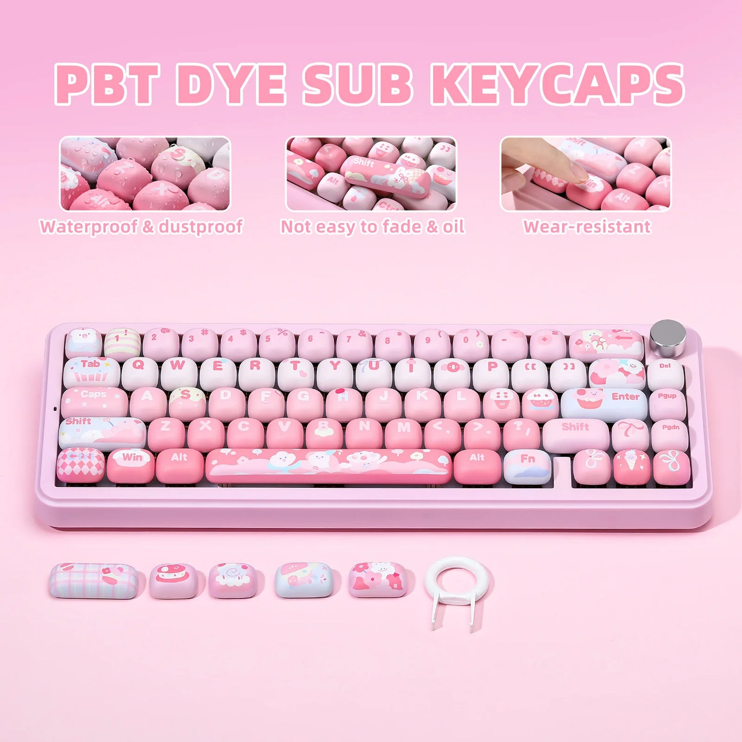 YUNZII Pink Ice Cream Keycaps  138 Key PBT Dye Sub