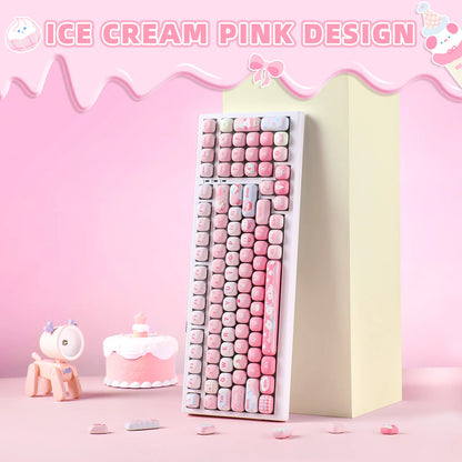 YUNZII Pink Ice Cream Keycaps  138 Key PBT Dye Sub