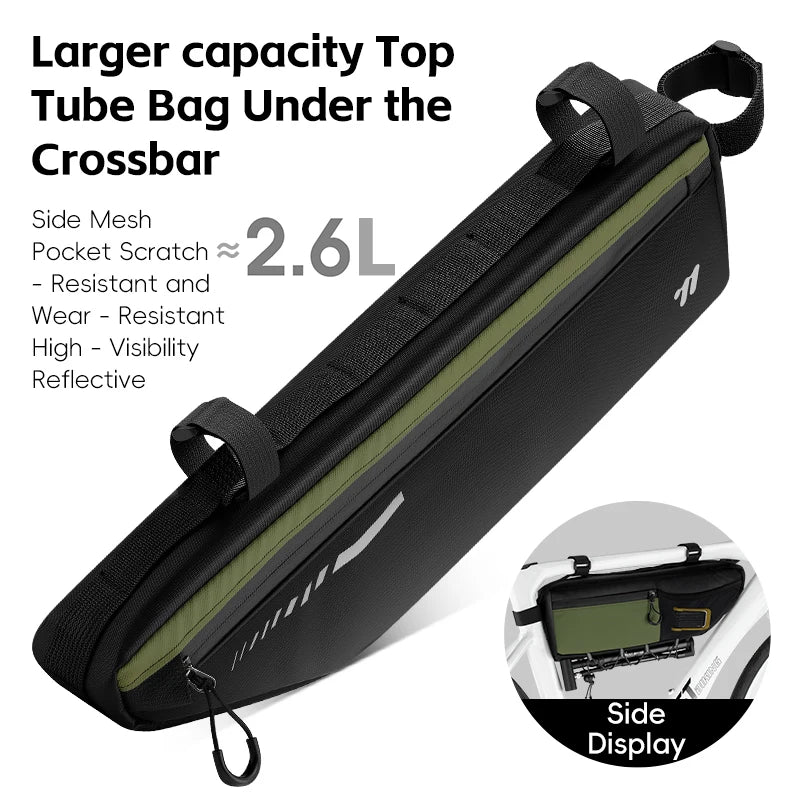 WEST BIKING 2.6L Waterproof Bicycle Bag – Large Capacity Top Tube Cycling Storage