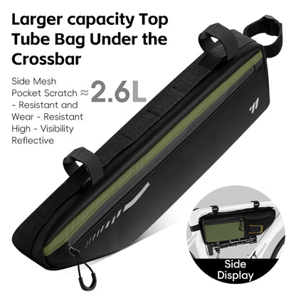 WEST BIKING 2.6L Waterproof Bicycle Bag – Large Capacity Top Tube Cycling Storage