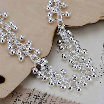 Grapes Pearl Bracelet – Silver-Plated 925 Look Link Bracelet (20 cm / 8")