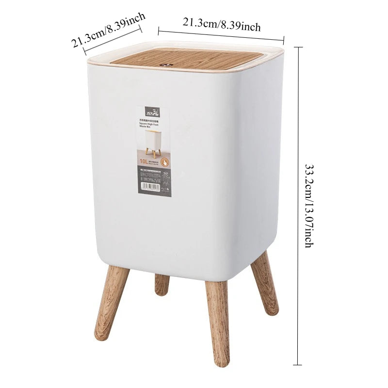 Large Capacity Kitchen Trash Can with Lid  Modern Rectangular Bin