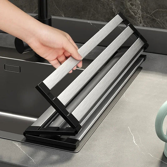 Foldable Stainless Steel Sink Drain Rack – Retractable Dish Drying Basket for Kitchen