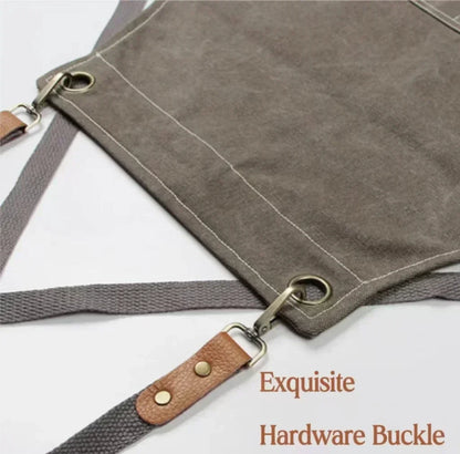 Heavy-Duty Canvas Kitchen & Work Apron – Unisex Chef, Barista, Barber & Workshop Apron with Cross-Back Design & Pockets