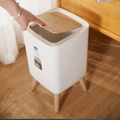 Large Capacity Kitchen Trash Can with Lid  Modern Rectangular Bin