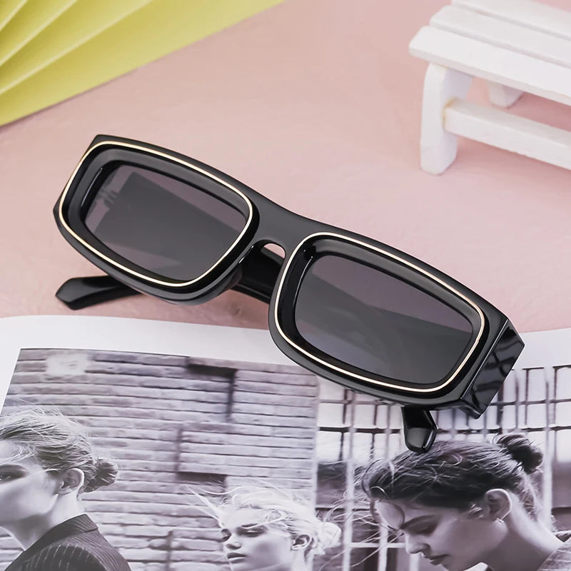 Retro Rectangle Sunglasses – UV400 Small Frame Fashion Glasses for Men & Women