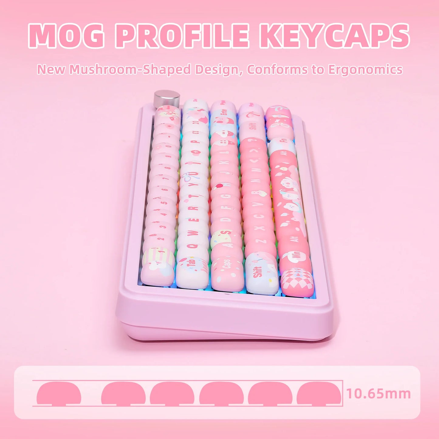 YUNZII Pink Ice Cream Keycaps  138 Key PBT Dye Sub